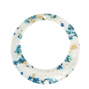 Resin Anh&auml;nger mit getrockneter Blume 39mm Blue-gold