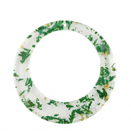 Resin Anh&auml;nger mit getrockneter Blume 39mm Green-gold