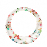 Resin Anh&auml;nger mit getrockneter Blume 39mm Gold-multicolour