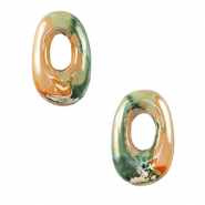 DQ Griechische Keramik Perlen Oval Light green-orange