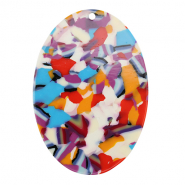 Resin Anh&auml;nger Oval Multicolor confetti