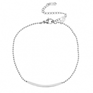 Fusskettchen aus Stainless Steel - Rostfreiem Stahl Ballchain Tube & Crystal Silver