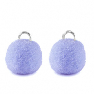 Pompom Anh&auml;nger mit &Ouml;se 10mm Silver-periwinkle purple