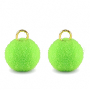 Pompom Anh&auml;nger mit &Ouml;se 10mm Gold-neon green