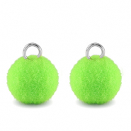 Pompom Anh&auml;nger mit &Ouml;se 10mm Silver-neon green