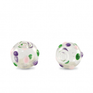 Handbemalt Glasperlen 8mm Transparent-purple green