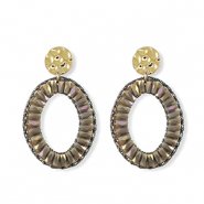 Top Facett Perlen Ohrringe Oval Gold-lavender grey