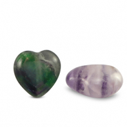 Naturstein Perlen Fluorit Herz Purple-green white