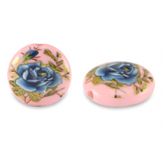 Glasperlen 14mm Blume Pink-blue