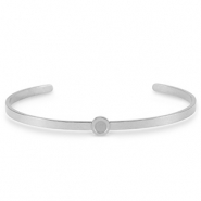 Geburtssteine Bangle Armband mit Fassung f&uuml;r SS16 Flatback aus Stainless Steel Silver