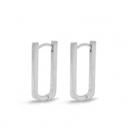 Metall Zubeh&ouml;r DQ Ohrringe Creolen Oval Silber (Nickelfrei)