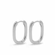 Metall Zubeh&ouml;r DQ Ohrringe Creolen Oval Silber (Nickelfrei)