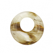 Naturstein Anhänger Glas Donut 30mm Brown-transparent