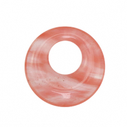Naturstein Anhänger Glas Donut 30mm Pink-transparent