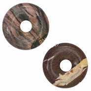 Naturstein Anhänger Jaspis Donut 20mm Mauve-black