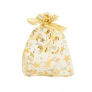 Schmuckbeutel Organza 7x9cm Mond und Stern Golden yellow-gold