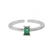 Brass TQ Metall Ring Zirkonia Silver-green
