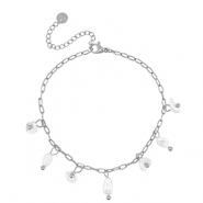 Armb&auml;nder aus Stainless Steel - Rostfreiem Stahl Perlen Silver-pearl white