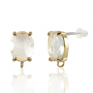 Ohrringe / Ohrstecker aus Kristallglas mit &Ouml;se Oval Crystal-gold