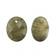 Naturstein Anh&auml;nger Glas Oval Light gray