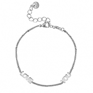 Armb&auml;nder aus Stainless Steel - Rostfreiem Stahl ''LOVE YOU'' Silver