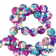 Perlen Keramik 6mm White-purple blue
