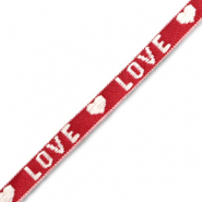Schmuckband mit Text "love" Red-white