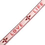 Schmuckband mit Text "love life" Pink-warm red