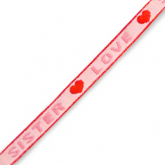 Schmuckband mit Text "sister love" Pink-red