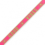 Schmuckband mit Text  "good vibes" Neon pink-green