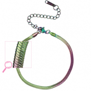 Armb&auml;nder aus Stainless Steel - Rostfreiem Stahl Schlangenkette Purple green-AB coating