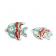 Keramik Perlen Fisch Turquoise-red