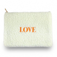 Teddy-Etui "LOVE" Off white-orange