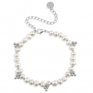 Armb&auml;nder aus Stainless Steel - Rostfreiem Stahl Perlen Silver