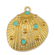 Metall Anhänger DQ Muschel Veraman Blue-Gold (Nickelfrei)