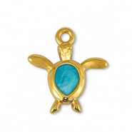 Metall Anhänger DQ Schildkröte Pearl Turquoise-Gold (Nickelfrei)