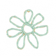 Bast Anhänger Blume 55mm Mint green