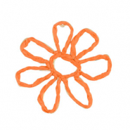 Bast Anhänger Blume 55mm Orange