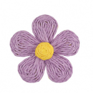 Bast Anhänger Blume 55mm Purple-yellow