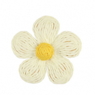 Bast Anhänger Blume 55mm White-yellow