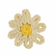 Bast Anhänger Blume 50mm Beige