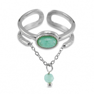Ringe aus Stainless Steel - Rostfreiem Stahl mit Naturstein Silver-turquoise blue