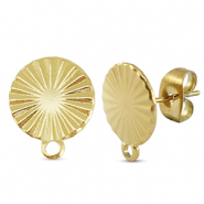 Stainless Steel - Rostfrei Stahl Schmuckzubehör Ohrringe / Ohrstecker rund mit Öse Gold