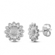 Ohrringe / Ohrstecker aus Stainless Steel - Rostfreiem Stahl Blume Silver
