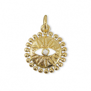 Brass TQ Metall Anh&auml;nger Zirkonia Nazar Auge Gold