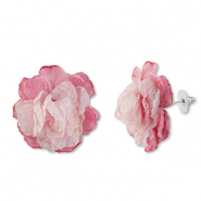 Trendy Ohrringe/Ohrstecker Chiffon Blume Pink-light pink-silver