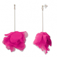 Trendy Ohrringe/Ohrstecker Chiffon Blume Fuchsia pink-gold