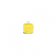 Stainless Steel - Rostfrei Stahl Anh&auml;nger Viereck mit Smiley Gold-yellow