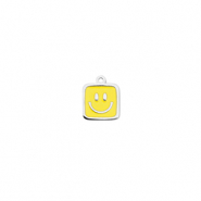 Stainless Steel - Rostfrei Stahl Anh&auml;nger Viereck mit Smiley Silver-yellow