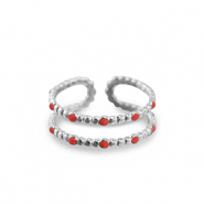 Ringe aus Stainless Steel - Rostfreiem Stahl Dots Silver-red